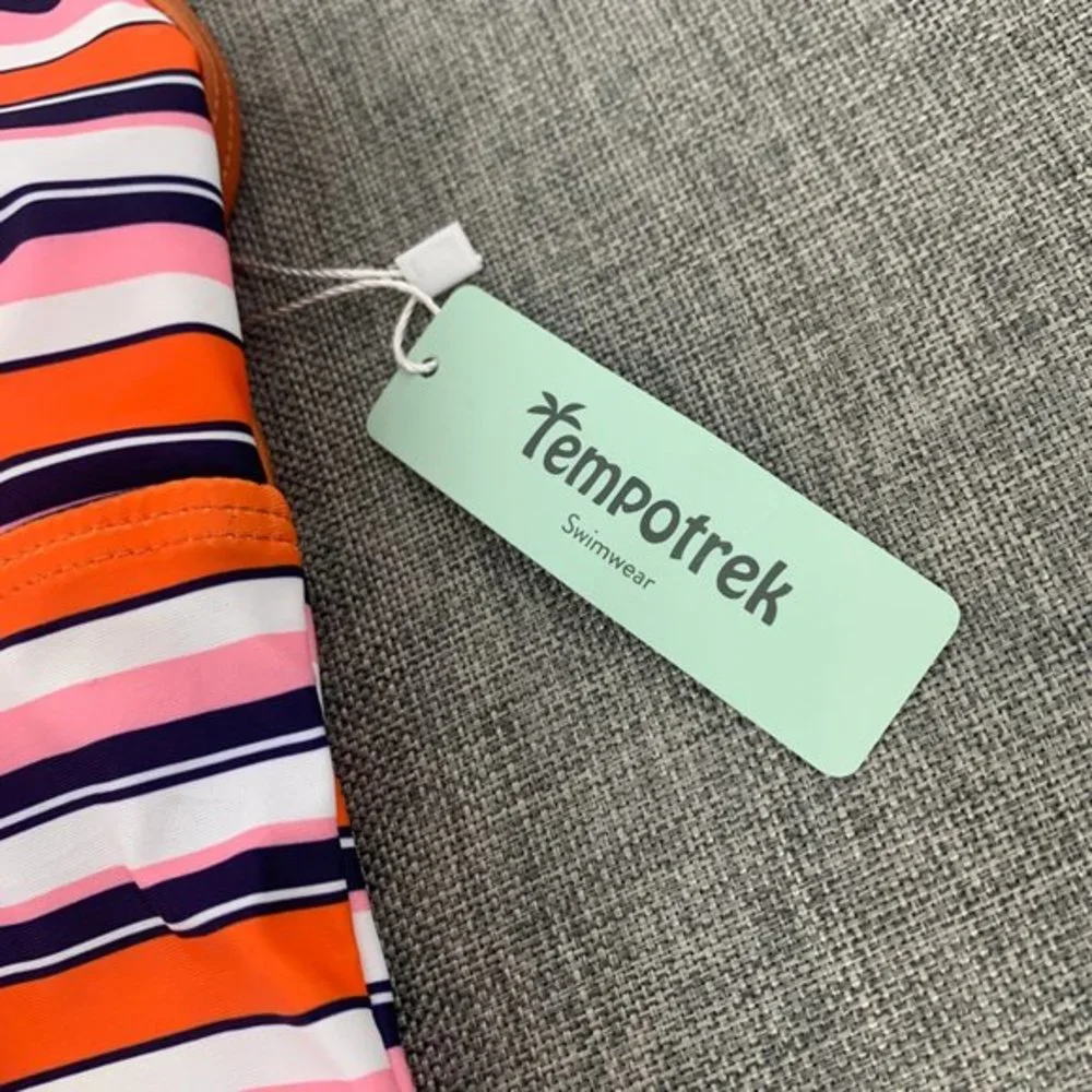 Brand New! Tempotrek Striped Tankini Removable Pads Racerback Swimwear‎ Small